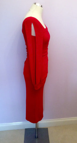 Sara Bernshaw Red Open Long Sleeve Occasion Dress Size 8 - Whispers Dress Agency - Womens Dresses - 4