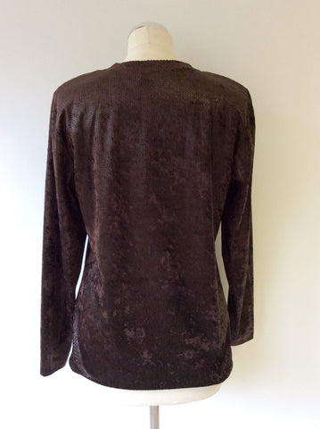 BETTY BARCLAY BROWN SPARKLE LONG SLEEVE TOP SIZE M - Whispers Dress Agency - Womens Tops - 3