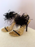 Brand New Moda In Pelle Black Flower Trim Heel Sandals Size 5/38 - Whispers Dress Agency - Sold - 2