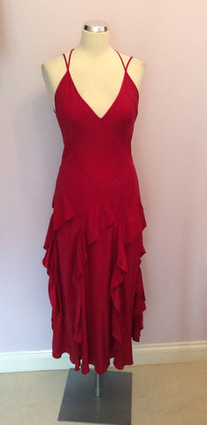 Reiss Red Silk Strappy Open Back Cocktail Dress Size 10 - Whispers Dress Agency - Womens Dresses - 1