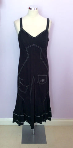 French Designer Bleu D'Azur Black Strappy Dress Size 14 - Whispers Dress Agency - Womens Dresses - 1