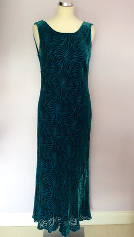 Country Casuals Kingfisher Green Beaded Trim Dress Size 14 - Whispers Dress Agency - Sold - 1