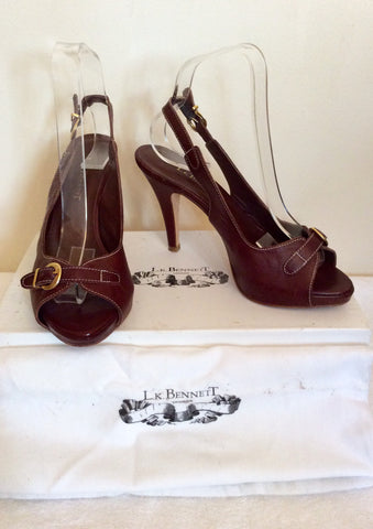 LK Bennett Brown Leather Slingback Heels Size 4/37 - Whispers Dress Agency - Womens Sandals - 1