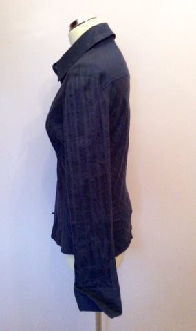 Karen Millen Dark Blue Fitted Shirt Size 14 - Whispers Dress Agency - Sold - 2