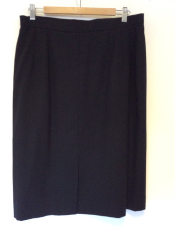 AQUASCUTUM BLACK WOOL PENCIL SKIRT SIZE 16 - Whispers Dress Agency - Sold - 2