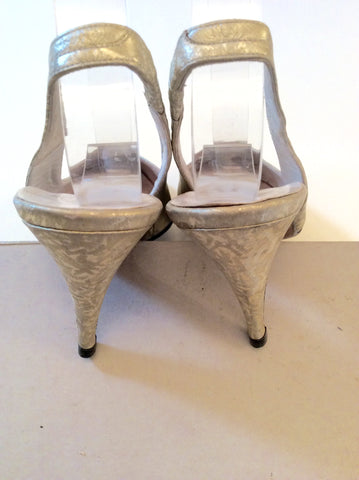 VINTAGE GINA PALE GOLD LEATHER SLINGBACK HEELS SIZE 3.5 - Whispers Dress Agency - Sold - 4