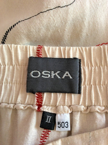 Oska Natural Embroidered Calf Length Skirt Size II UK 12/14 - Whispers Dress Agency - Womens Skirts - 3