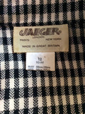 Vintage Jaeger Black & Ivory Check Wool Coat / Dress Size 12 - Whispers Dress Agency - Womens Vintage - 7