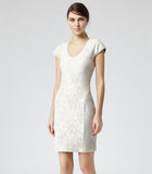 Brand New Reiss Cream Lace Jersey Dress Size 14 - Whispers Dress Agency - Womens Dresses - 2
