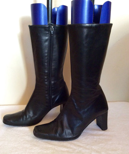 Roland Cartier Black Calf Length Leather Boots Size 5/38 - Whispers Dress Agency - Sold - 1