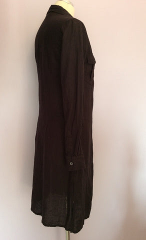 Jigsaw Dark Brown Irish Linen Shirt Dress Size 8 - Whispers Dress Agency - Womens Dresses - 2