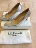 LK BENNETT FLORET SILVER METALLIC LIZARD LEATHER HEELS SIZE 6/39 - Whispers Dress Agency - Sold - 2