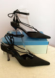 Brand New Paco Gil Black Satin Lace Up Leg Heels Size 7/40 - Whispers Dress Agency - Womens Heels - 2