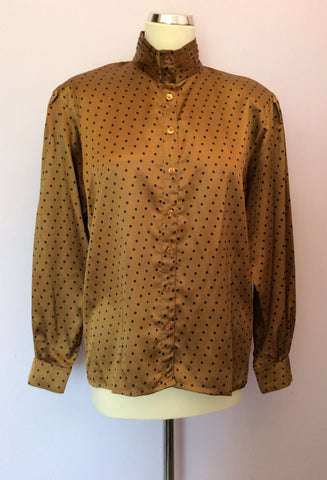 Vintage Jaeger Dark Gold & Black Spot Blouse Size 34" Approx 10/12 - Whispers Dress Agency - Sold - 1