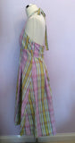 Joules Pink & Green Check Cotton Halterneck Dress Size 14 - Whispers Dress Agency - Womens Dresses - 2