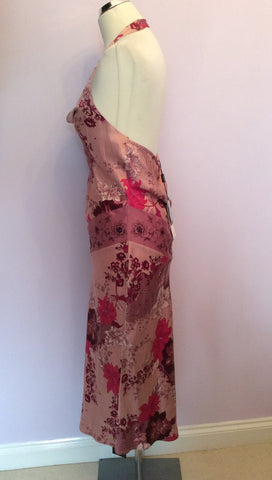 Brand New Matthew Williamson Mauve Floral Print Silk Halterneck Dress Size 10 - Whispers Dress Agency - Womens Dresses - 2