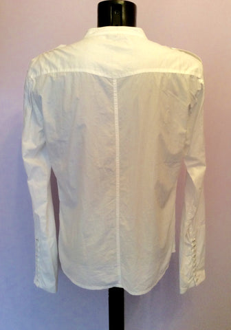 ALL SAINTS WHITE COTTON COLLARLESS SHIRT SIZE XL - Whispers Dress Agency - Sold - 2