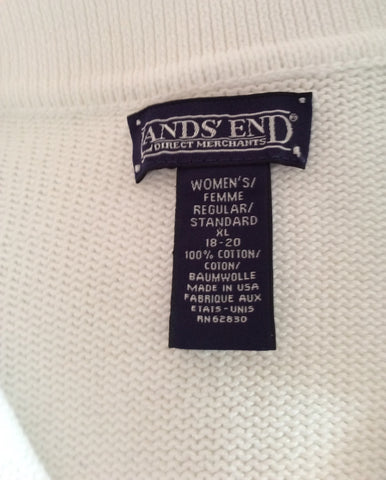 Landsend White Cotton Cardigan Size XL UK 18/20 - Whispers Dress Agency - Womens Knitwear - 2