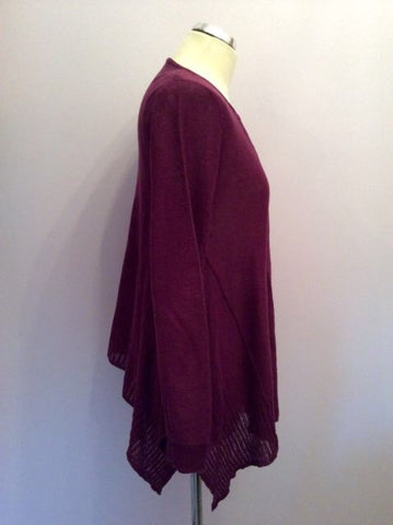 James Lakeland Burgundy Linen V Neck Uneven Hem Jumper Size 12/M - Whispers Dress Agency - Sold - 2