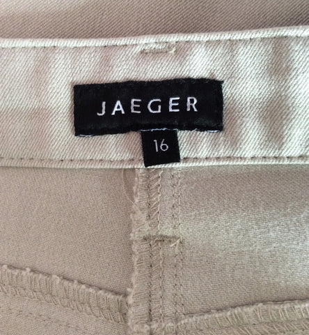 Jaeger Beige Cotton Trousers Size 16 - Whispers Dress Agency - Womens Trousers - 4