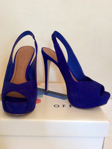 Office Cobalt Blue Suede Slingback Peeptoe Heels Size 7/40 - Whispers Dress Agency - Sold - 1