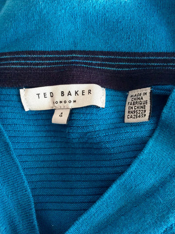 Ted Baker Turqouise V Neck Jumper Size 4 Approx M/L - Whispers Dress Agency - Mens Knitwear - 3