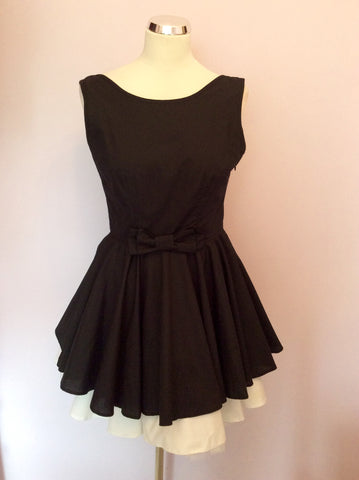 JONES & JONES BLACK & WHITE TRIM NETTED FULL SKIRT DRESS SIZE 10 - Whispers Dress Agency - Sold - 2