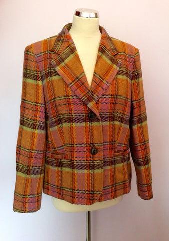 NANA NANETTI MULTI COLOURED CHECK WOOL BLEND JACKET SIZE 18 - Whispers Dress Agency - Womens Coats & Jackets - 1