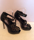 Carvela Black Patent Leather Buckle Trim Peeptoe Heels Size 4/37 - Whispers Dress Agency - Sold - 3