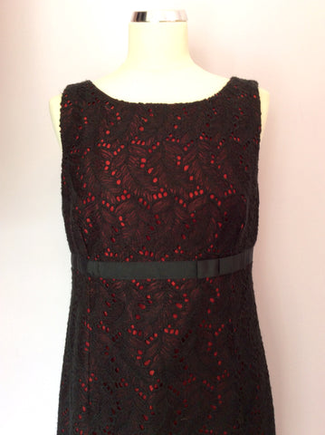 Whistles Black Lace & Red Lined Dress Size 14 - Whispers Dress Agency - Sold - 2