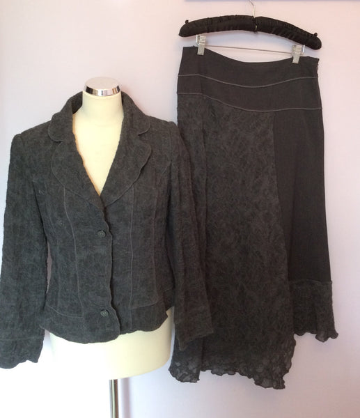 Sandwich Dark Grey Wool Jacket & Skirt Suit Size 38/40 UK 12 - Whispers Dress Agency - Sold - 1