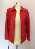 Italian Vera Pelle Red Soft Leather Belted Jacket Size 42 UK 10 - Whispers Dress Agency - Sold - 5