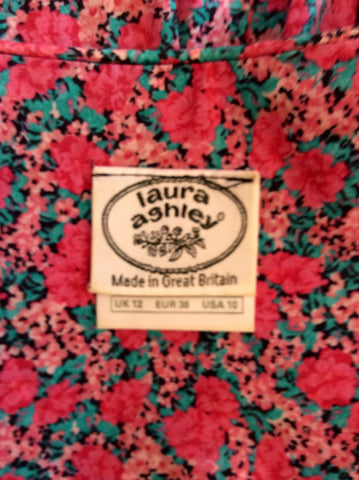 Vintage Laura Ashley Pink & Green Floral Print Cotton Dress Size 12 - Whispers Dress Agency - Sold - 5