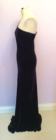 Ghost Dark Blue Velvet One Shoulder Evening Dress Size L - Whispers Dress Agency - Sold - 3