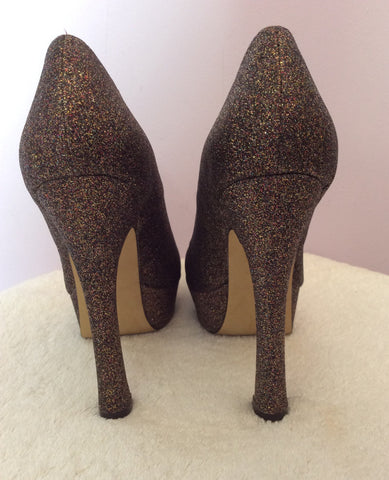 Zigisoho Bronze Glitter Platform Sole Heels Size 3/36 - Whispers Dress Agency - Sold - 4