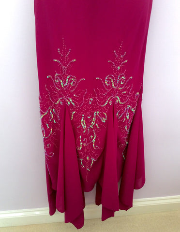 New Wondaland By Sector 8 Dark Pink Beaded & Sequin Evening Dress & Wrap Size 8 - Whispers Dress Agency - Womens Eveningwear - 4