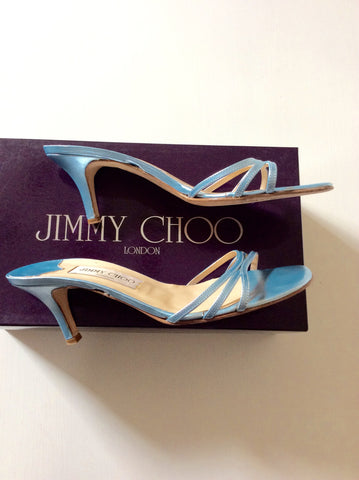 Jimmy Choo Light Blue Strappy Heeled Mule Sandals Size 4/37 - Whispers Dress Agency - Womens Heels - 2