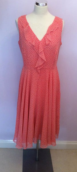 Lakeland Apricot Spotted Special Occasion Dress Size 12 - Whispers Dress Agency - Womens Dresses - 1