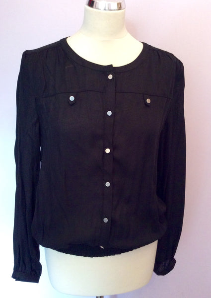 MINT VELVET BLACK SCOOP NECK BLOUSE SIZE 14 - Whispers Dress Agency - Sold - 1