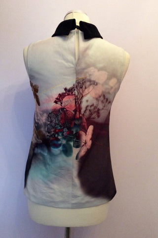 COAST LIGHT GREY FLORAL PRINT SLEEVELESS TOP SIZE 8 - Whispers Dress Agency - Womens Tops - 3