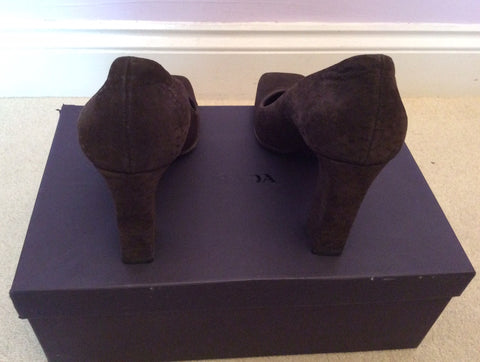 Prada Dark Brown Nubuck Court Shoes Size 5/38 - Whispers Dress Agency - Sold - 3