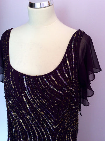 Jacques Vert Dark Purple Beaded & Sequin Dress Size 18 - Whispers Dress Agency - Womens Dresses - 4