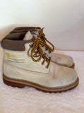 Caterpillar Beige Leather Lace Up Boots Size 8 Wide Fit - Whispers Dress Agency - Sold - 2