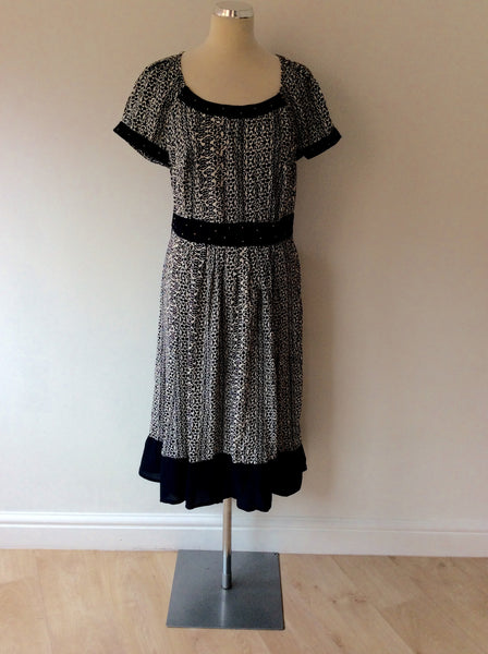 BRAND NEW MONSOON NAVY PRINT DRESS SIZE 16