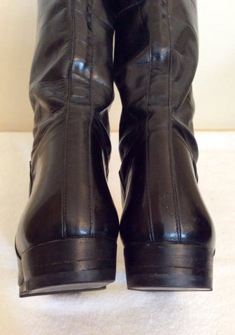Bally Black Croc Design Highly Polised Leather Boots Size 4/37 - Whispers Dress Agency - Sold - 5