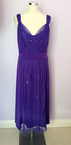 David Emanuel Purple Sequin Trim Occasion Dress Size 22 - Whispers Dress Agency - Sold - 1