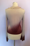 Karen Millen Beige & Brown Silk Trim Cardigan Size 2 UK 10/12 - Whispers Dress Agency - Sold - 2