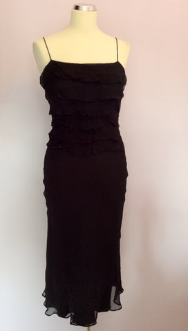 Monsoon Black Silk Tiered Top Strappy Dress Size 10 - Whispers Dress Agency - Womens Dresses - 1