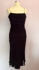 Monsoon Black Silk Tiered Top Strappy Dress Size 10 - Whispers Dress Agency - Womens Dresses - 1