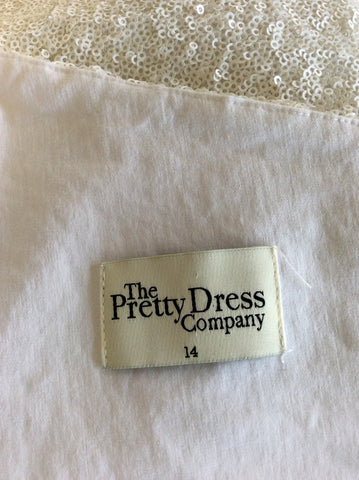 THE PRETTY DRESS COMPANY WHITE SEQUINNED ONE SHOULDER COCKTAIL DRESS SIZE 14 - Whispers Dress Agency - Womens Dresses - 6